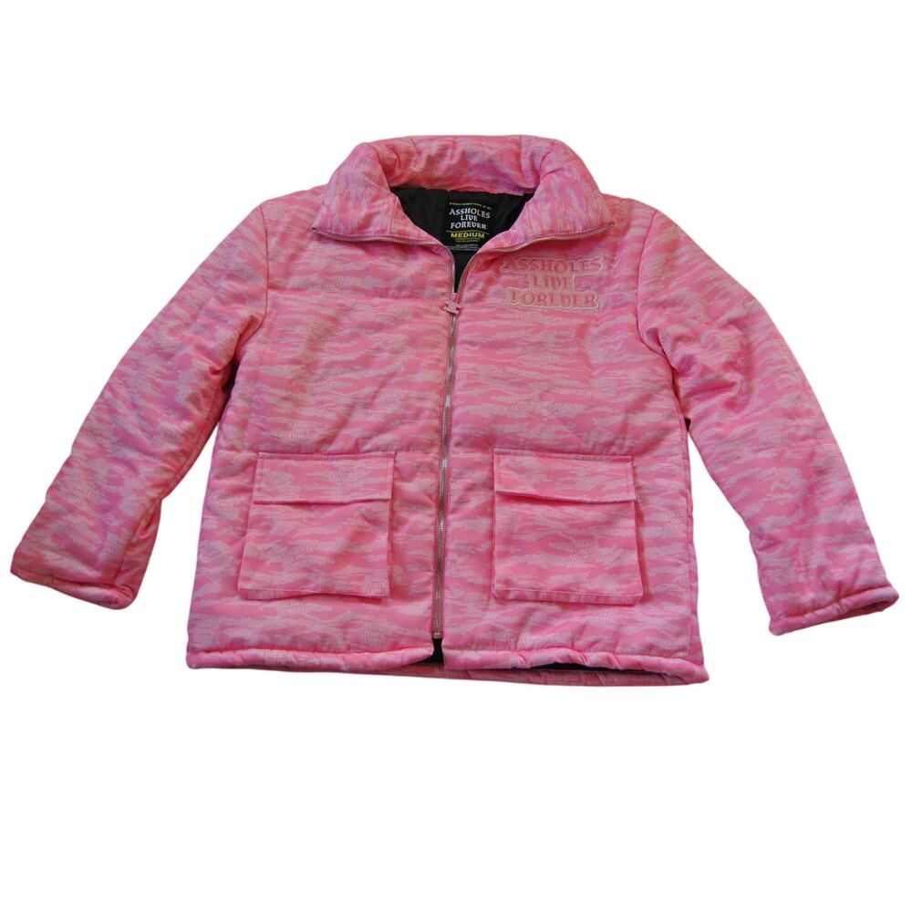 A**holes Live Forever Pink Winter Full Zip Up Medium